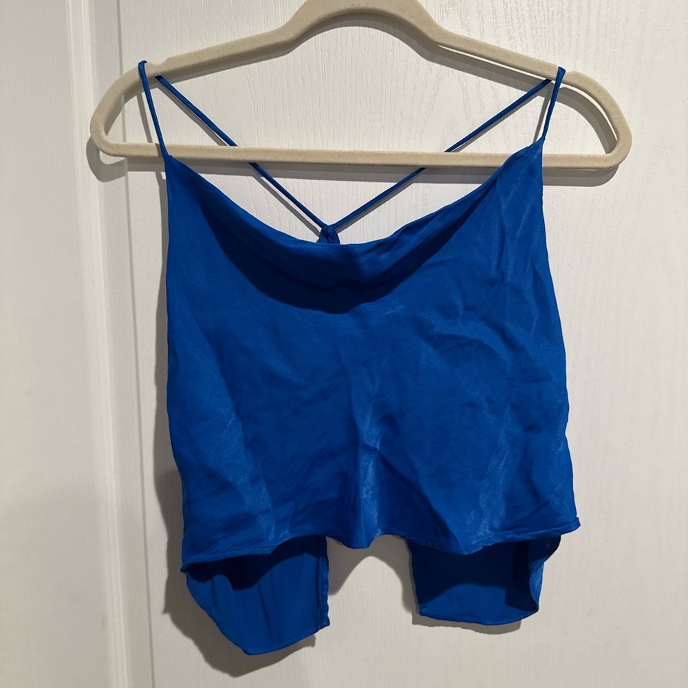 Zara Blue silky Strappy Top - Picture 1 of 4